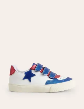 Metallic Leather Low Top-White Metallic Colourblock