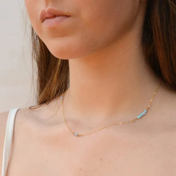 Opal Bead Necklace Blue Opal Gold Filled Necklace