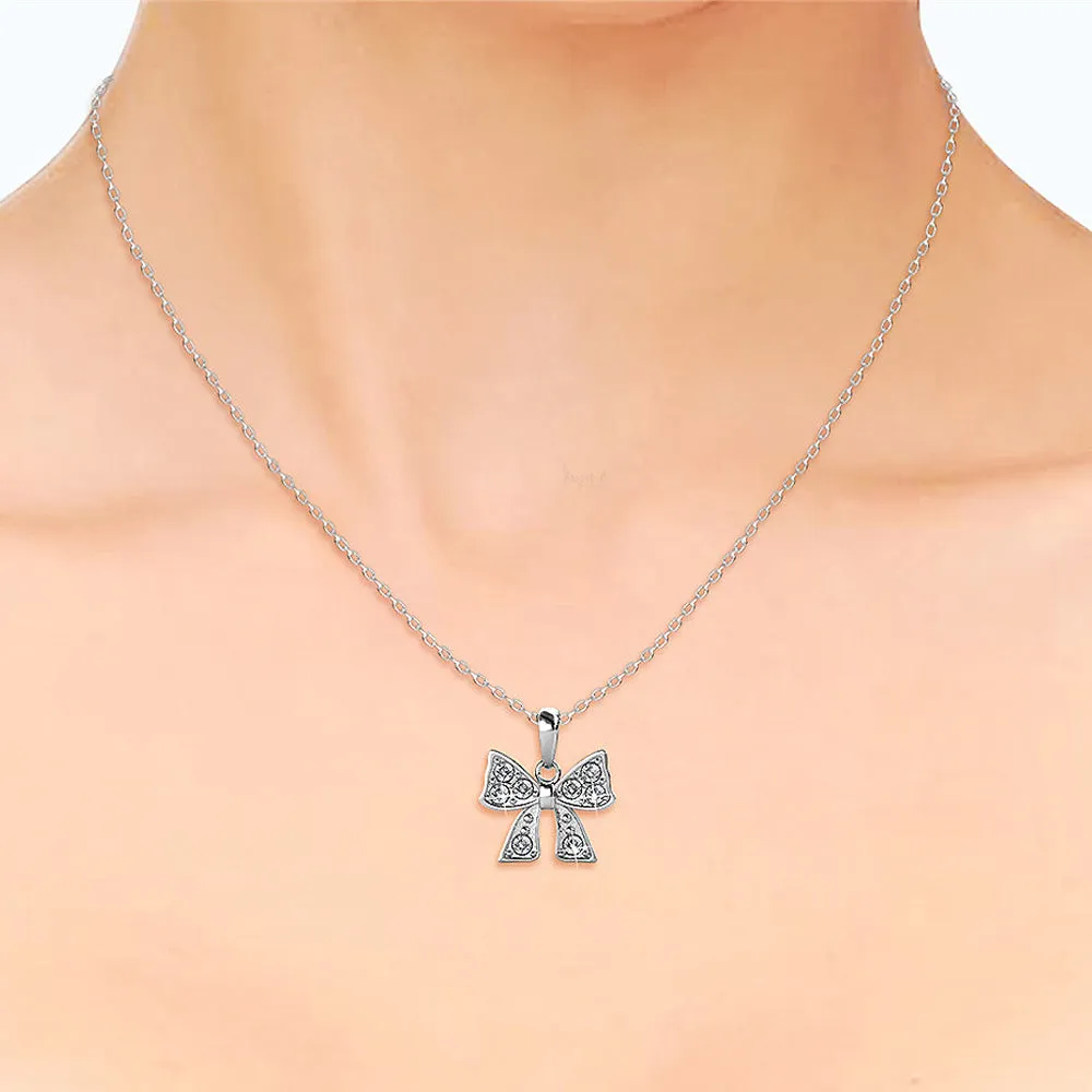 Ribbon Tie Necklace Embellished With SWAROVSKI Crystals