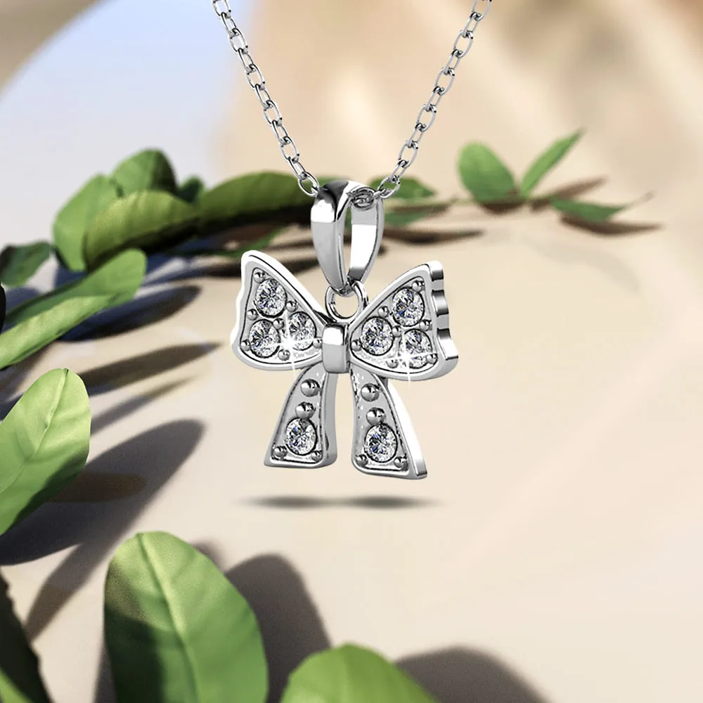 Ribbon Tie Necklace Embellished With SWAROVSKI Crystals