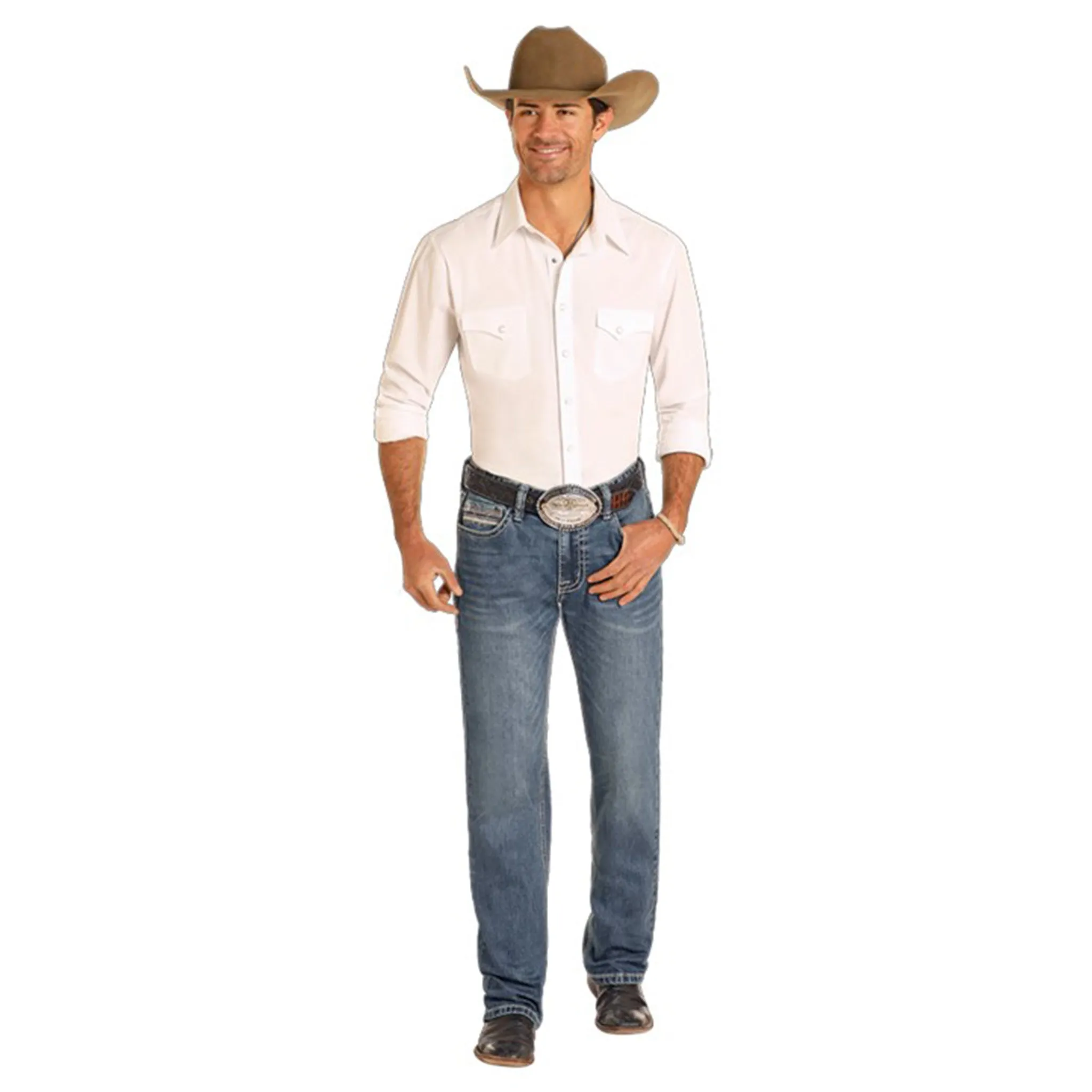 Rock and Roll Slim Fit Rope Stitch Straight Leg