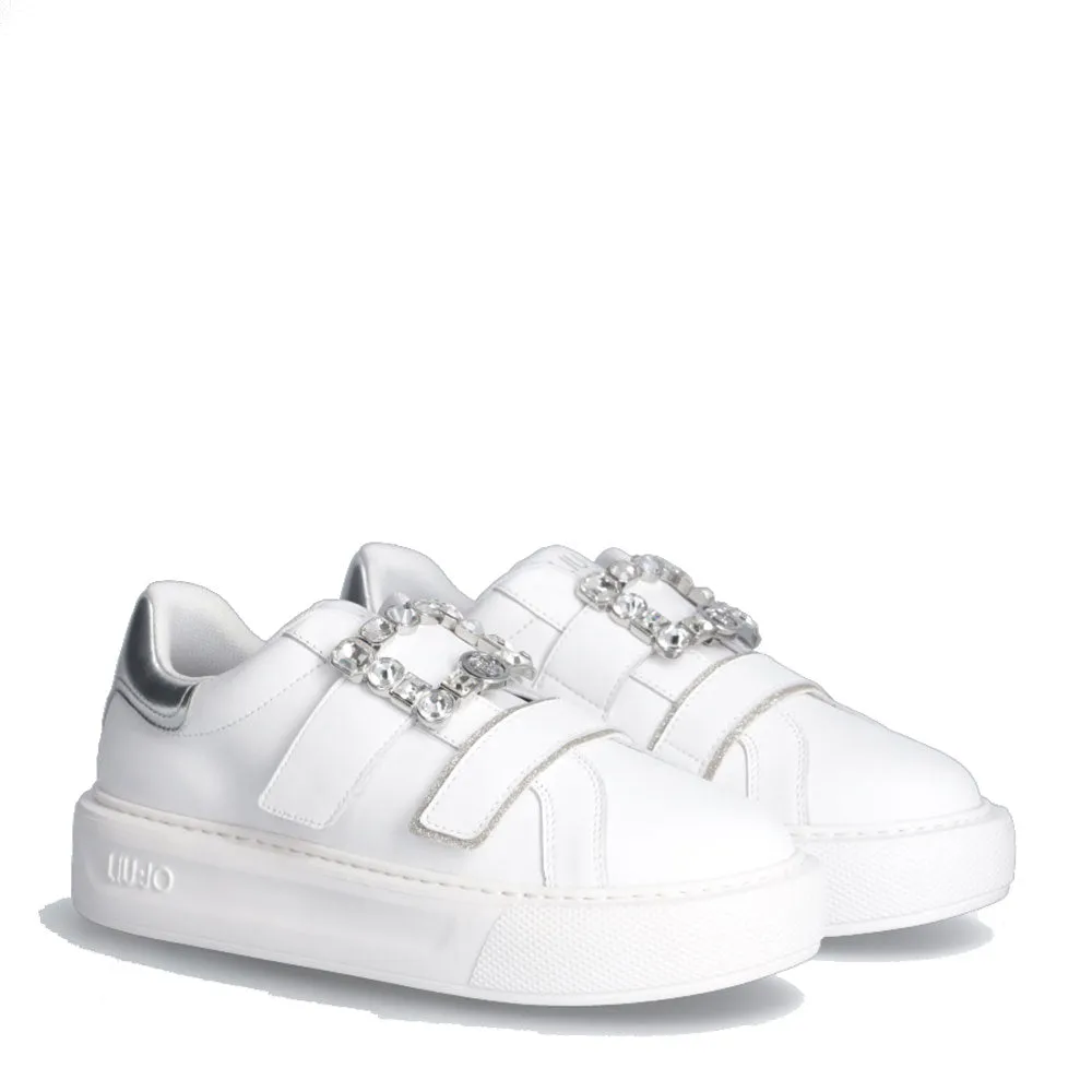 Scarpe Donna LIU JO Kylie 20 Sneakers in Pelle Bianca con Logo Gioiello