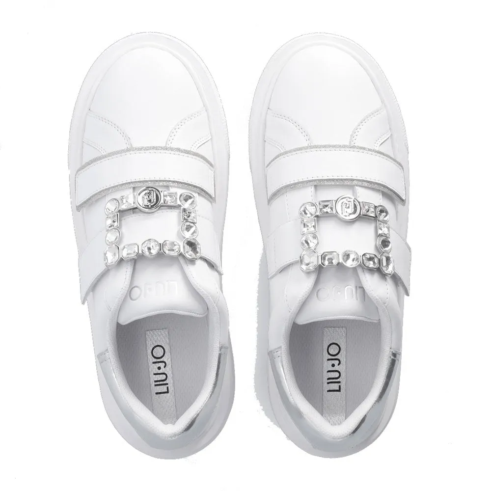 Scarpe Donna LIU JO Kylie 20 Sneakers in Pelle Bianca con Logo Gioiello