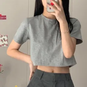 Simple Minimalist Preppy Solid Style Women's Top