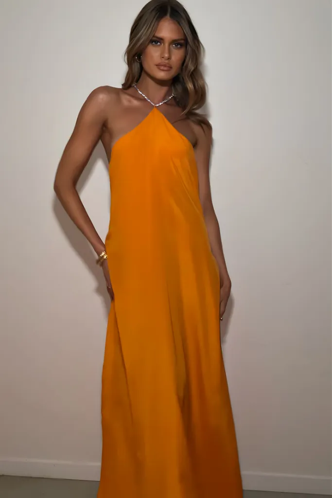 SKYLAR GOWN - TANGERINE DREAM SILK