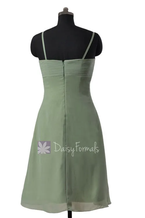 Soft Green Chiffon Bridesmaid Dress Short Xanadu Green Bridal Party Dress (BM2427)