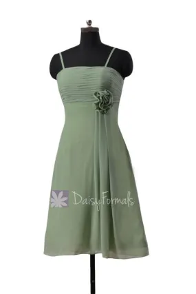 Soft Green Chiffon Bridesmaid Dress Short Xanadu Green Bridal Party Dress (BM2427)