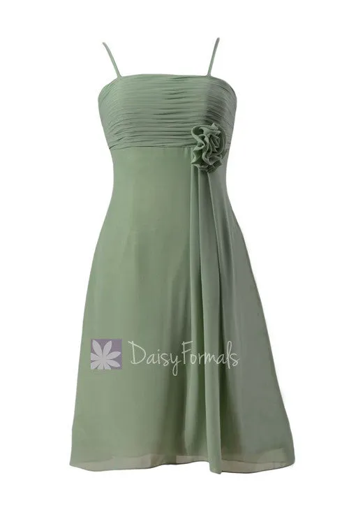 Soft Green Chiffon Bridesmaid Dress Short Xanadu Green Bridal Party Dress (BM2427)