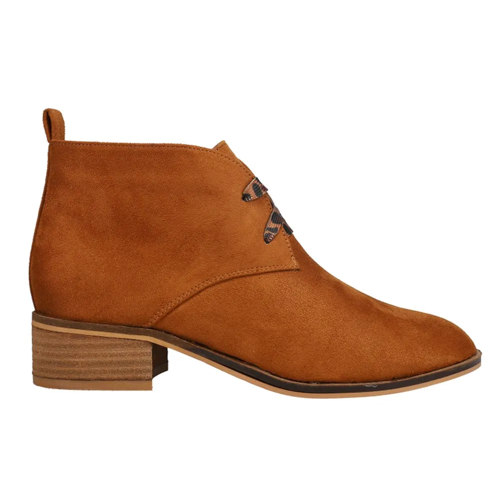 Suede Lace Up Booties with Leopard & Solid Laces | Corkys Hey Girl