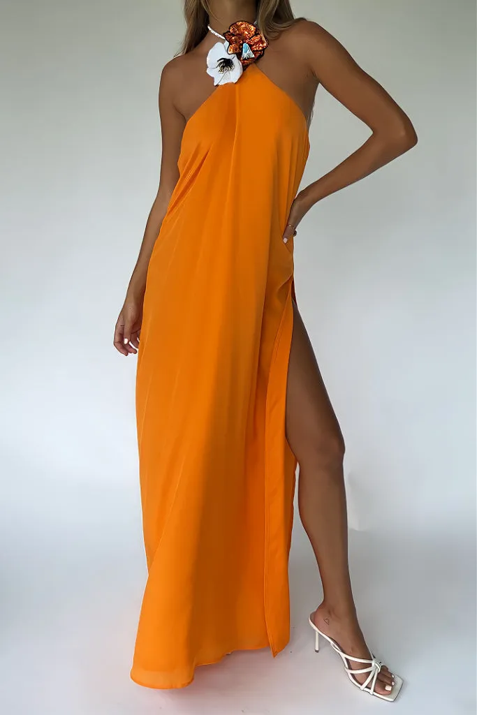 TIFFANY GOWN - TANGERINE DREAM SILK