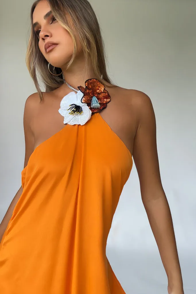 TIFFANY GOWN - TANGERINE DREAM SILK