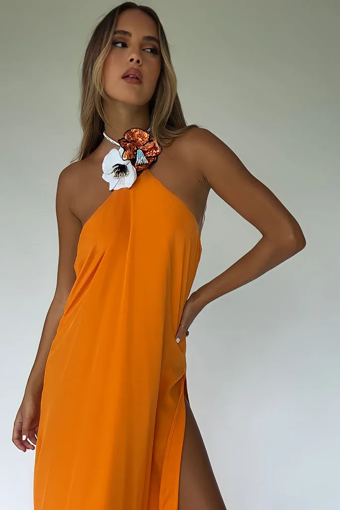TIFFANY GOWN - TANGERINE DREAM SILK
