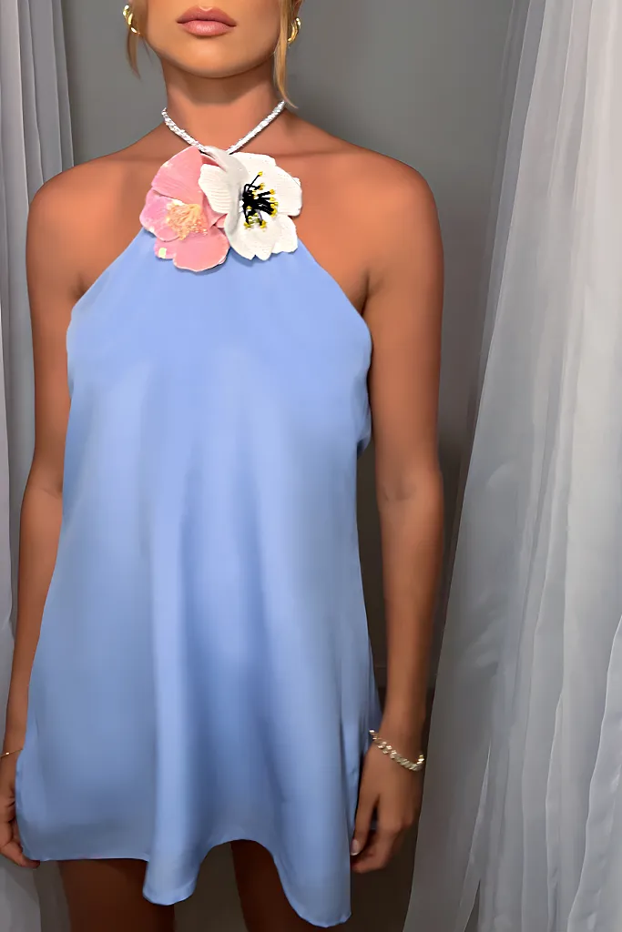 TIFFANY MINI DRESS - VIENNA SKY SILK