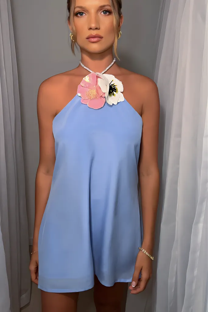 TIFFANY MINI DRESS - VIENNA SKY SILK