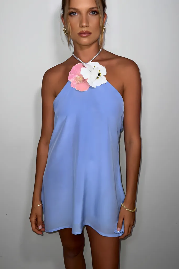 TIFFANY MINI DRESS - VIENNA SKY SILK