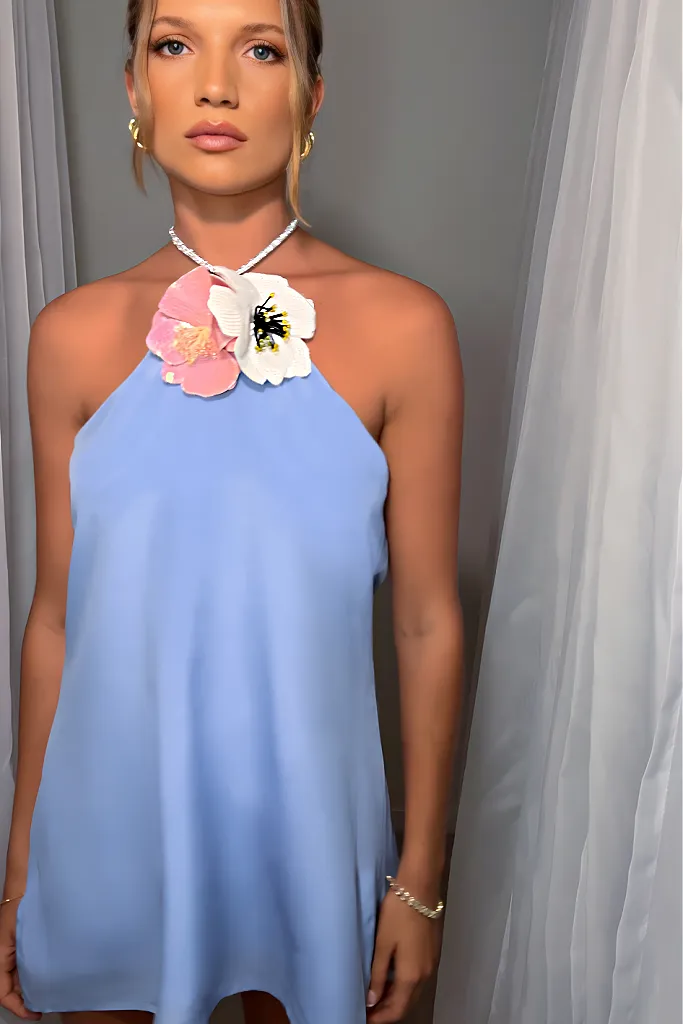 TIFFANY MINI DRESS - VIENNA SKY SILK