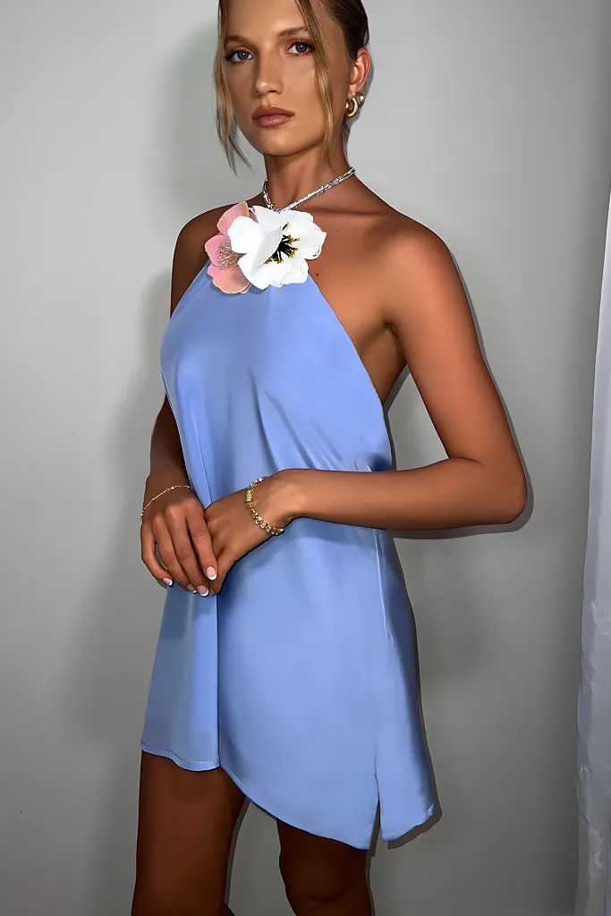 TIFFANY MINI DRESS - VIENNA SKY SILK
