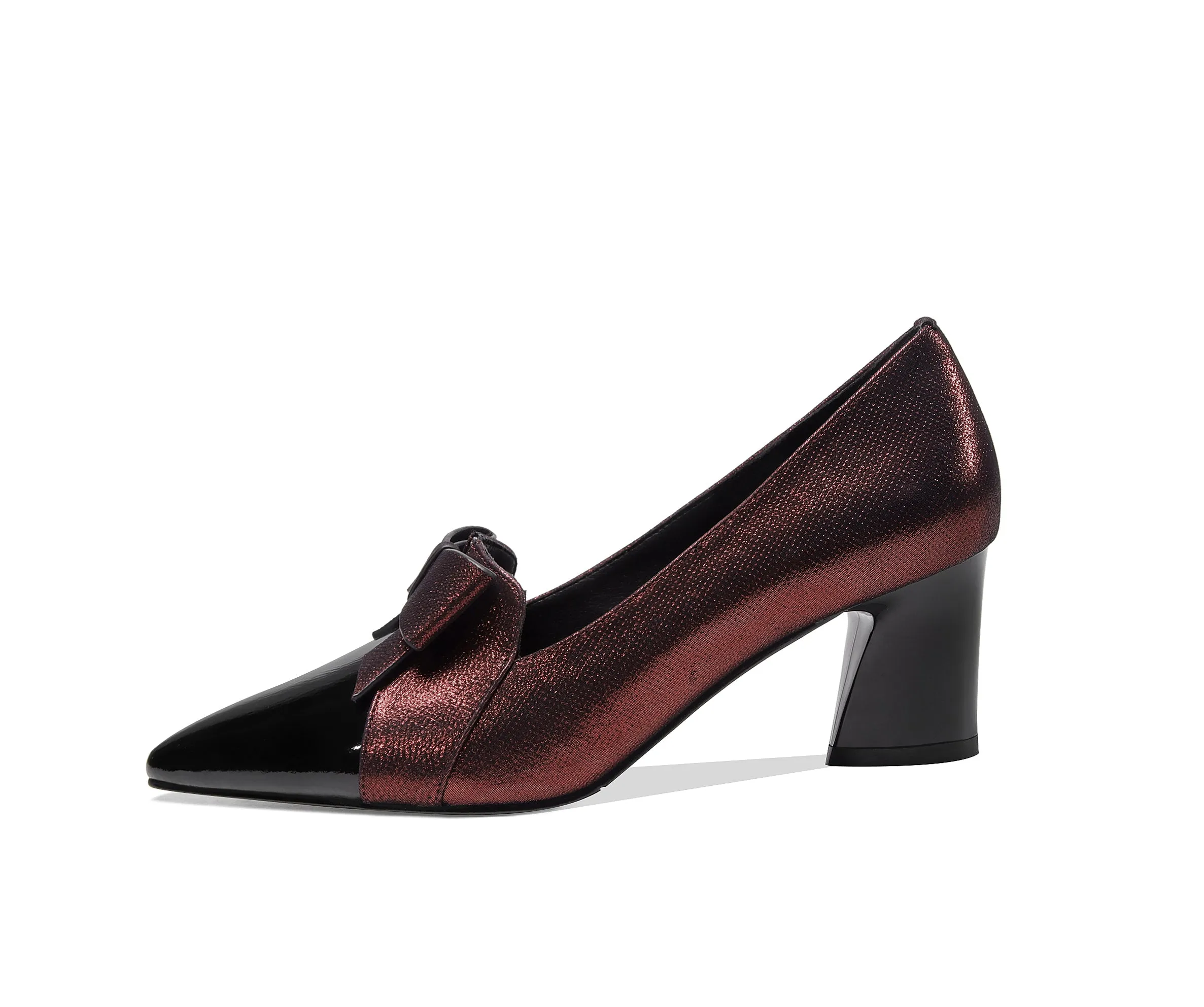 TinaCus Women's Handmade Leather Glossy Pointed Toe Mid Heel Slip On Loafer Pumps with Cute Bowtie
