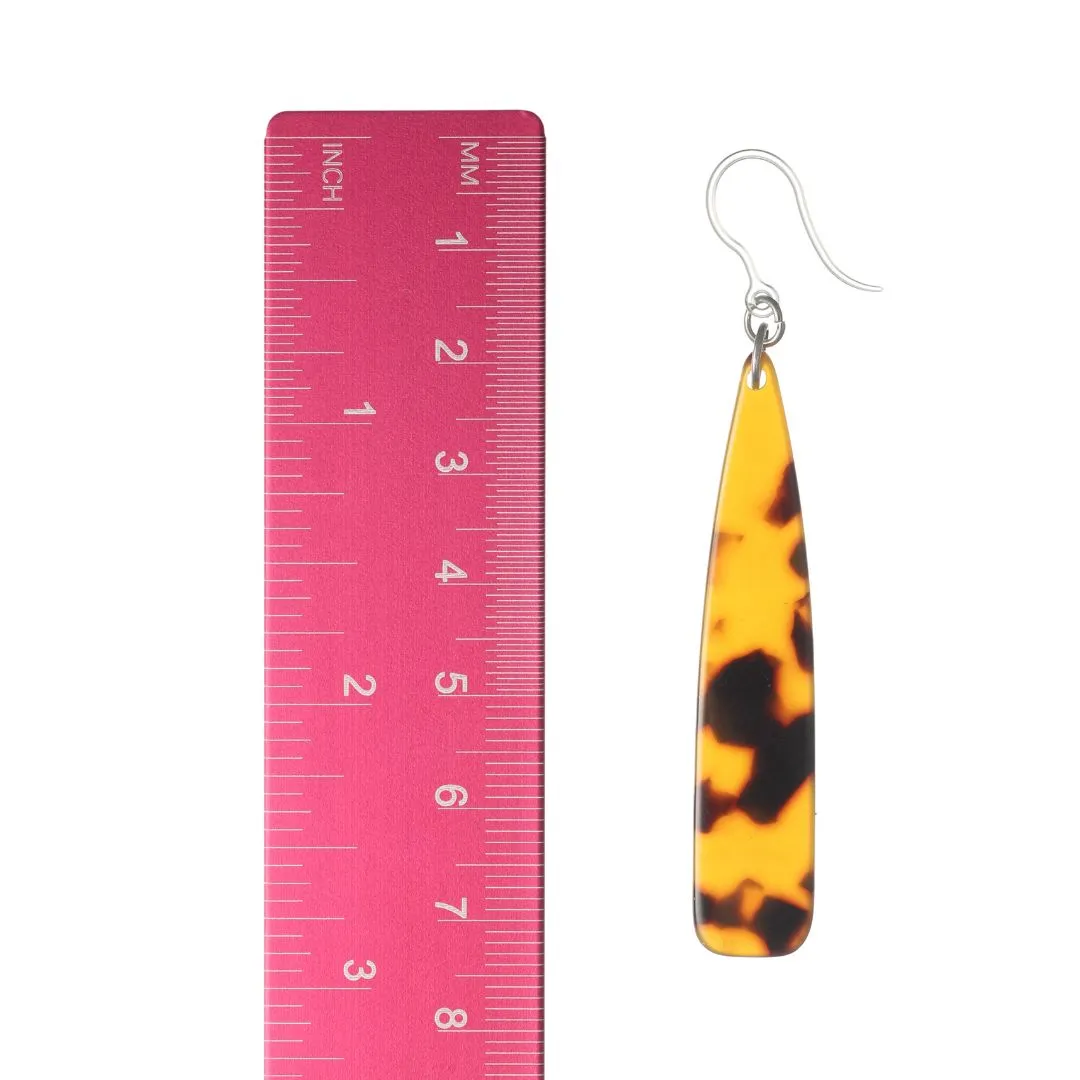 Tortoise Celluloid Bar Dangles Hypoallergenic Earrings for Sensitive Ears Made with Plastic Posts
