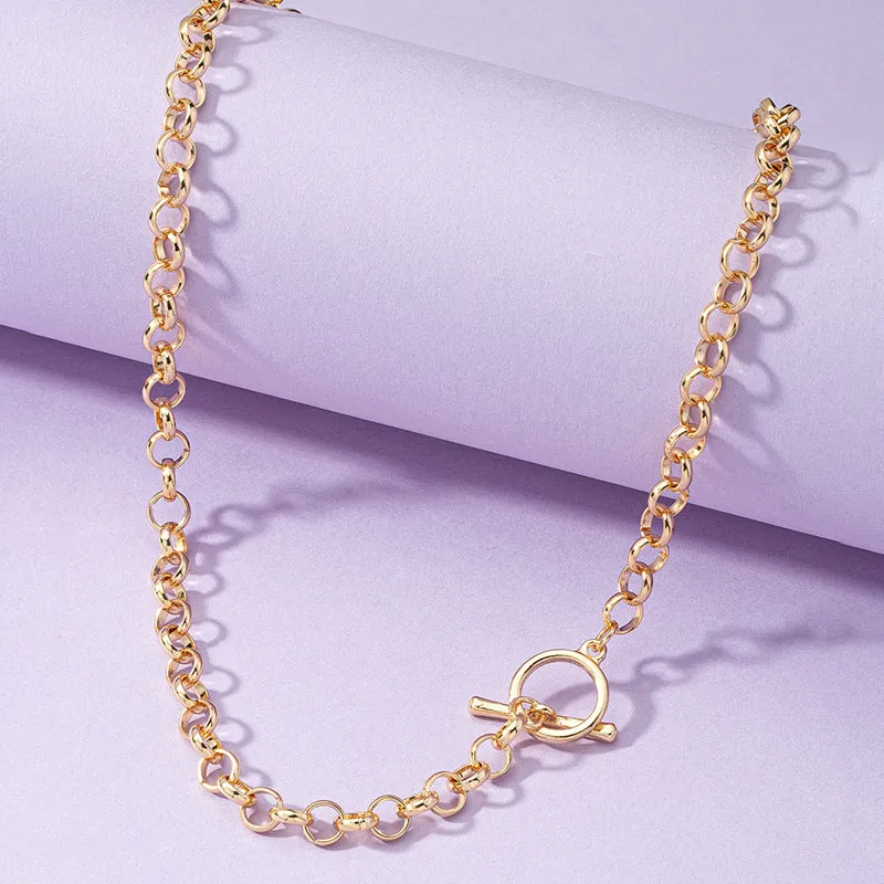 Trendy Hip-Hop Circle Necklace with Minimalist Design
