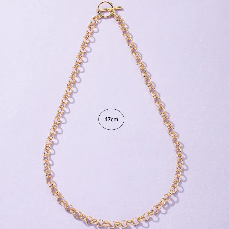Trendy Hip-Hop Circle Necklace with Minimalist Design
