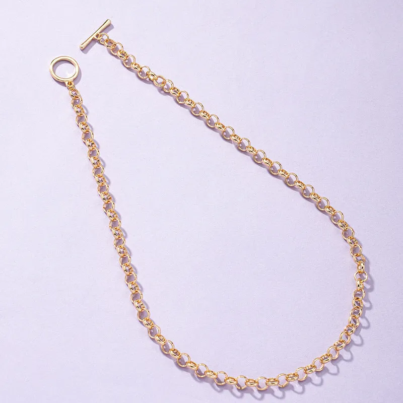 Trendy Hip-Hop Circle Necklace with Minimalist Design