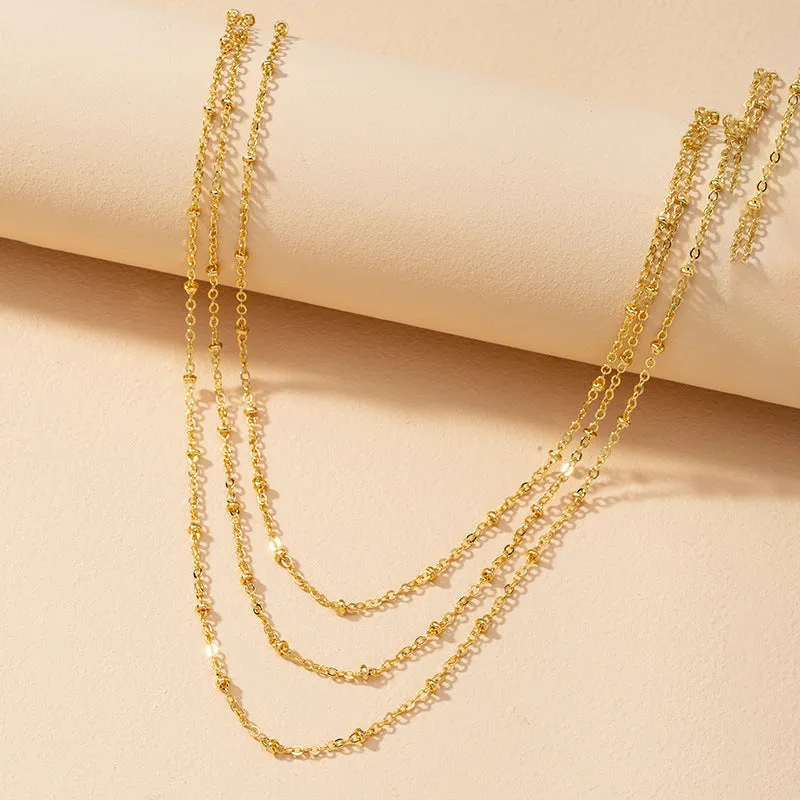 Trendy Metal Three-Layer Necklace with Minimalist Flair - Vienna Verve Collection