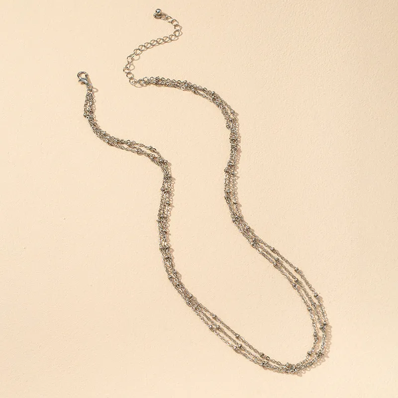Trendy Metal Three-Layer Necklace with Minimalist Flair - Vienna Verve Collection