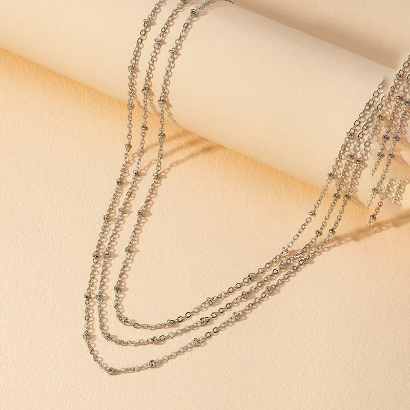 Trendy Metal Three-Layer Necklace with Minimalist Flair - Vienna Verve Collection