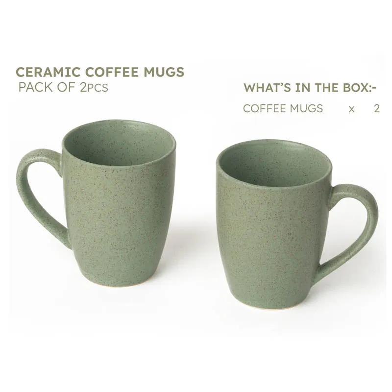 Trendy Minimalist Ceramic Coffee Mug (300 ML) - Set Of Two