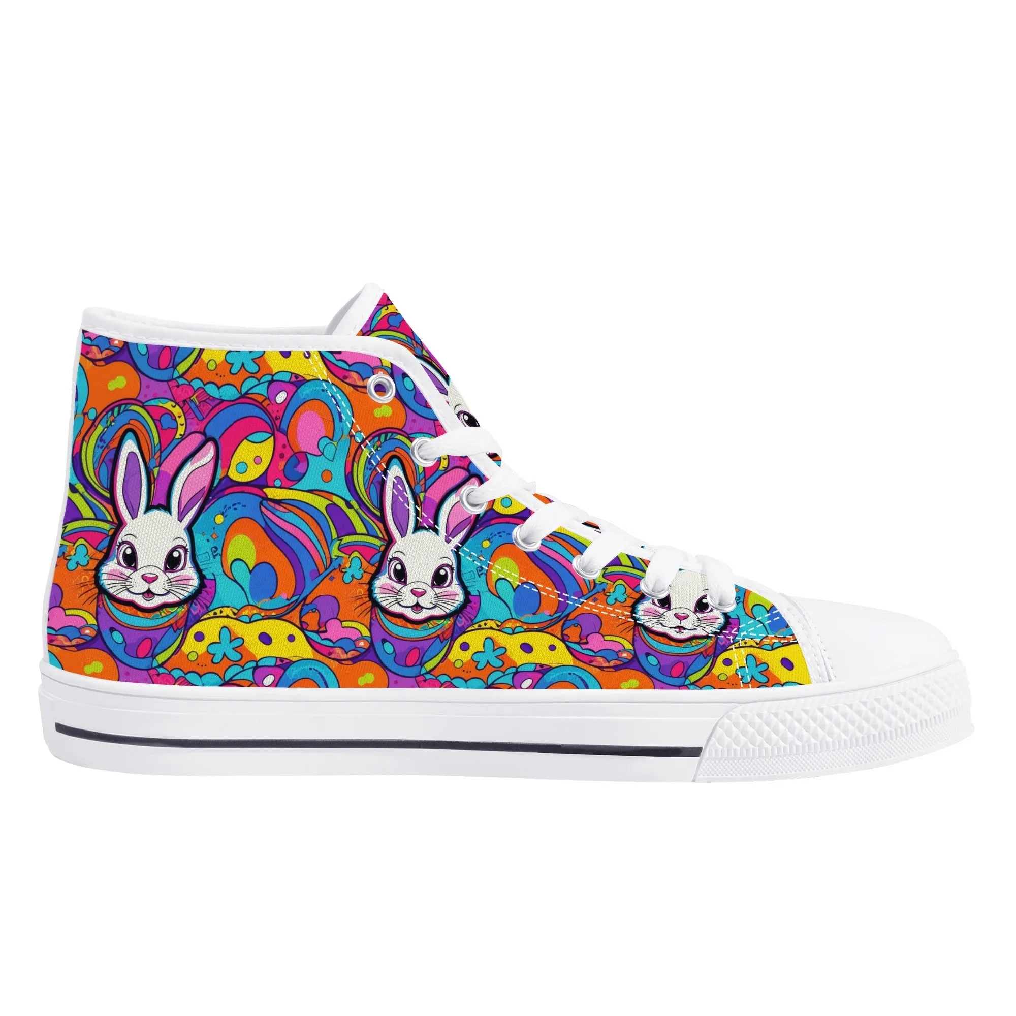 Trippy Bunny Womens High Top Canvas Shoes