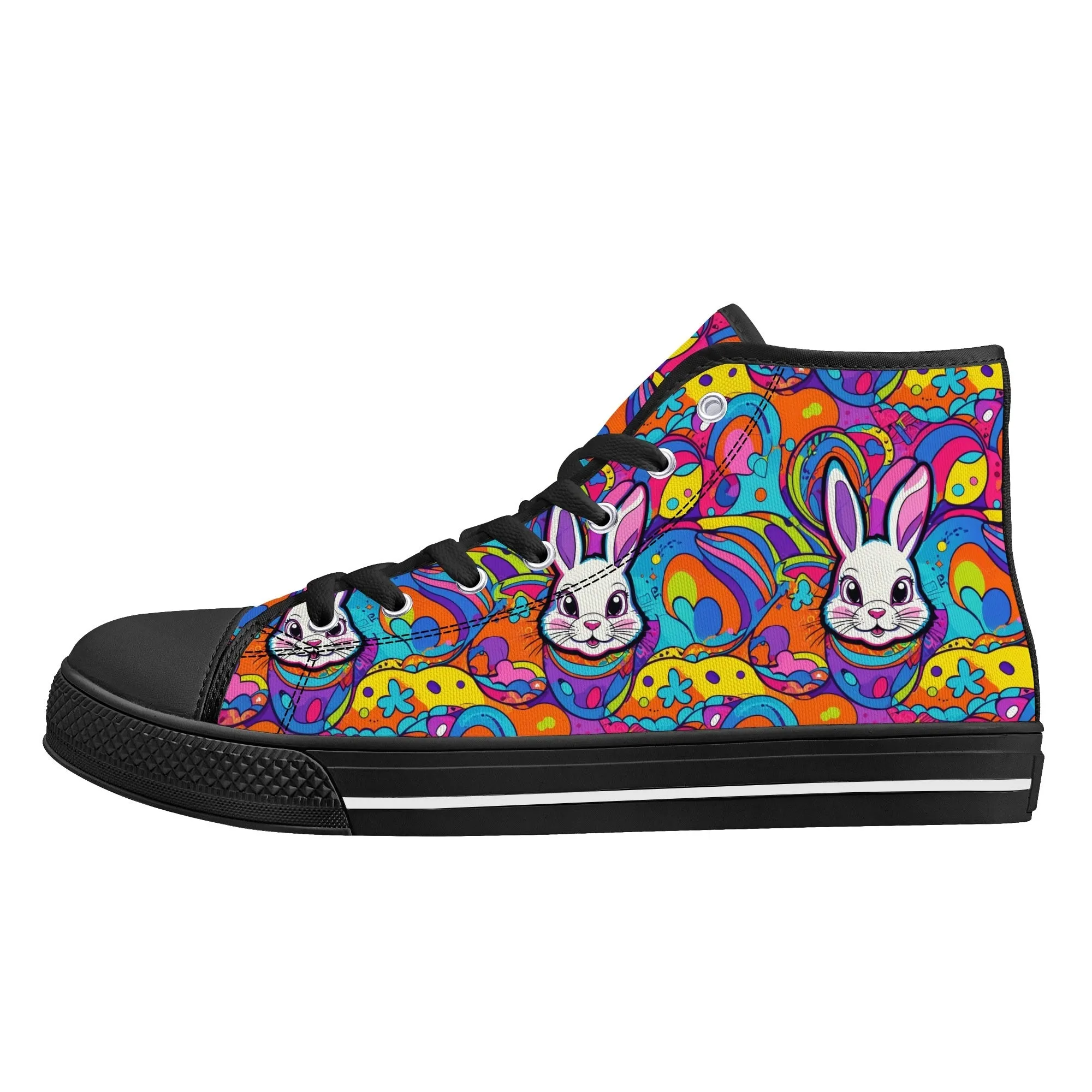 Trippy Bunny Womens High Top Canvas Shoes