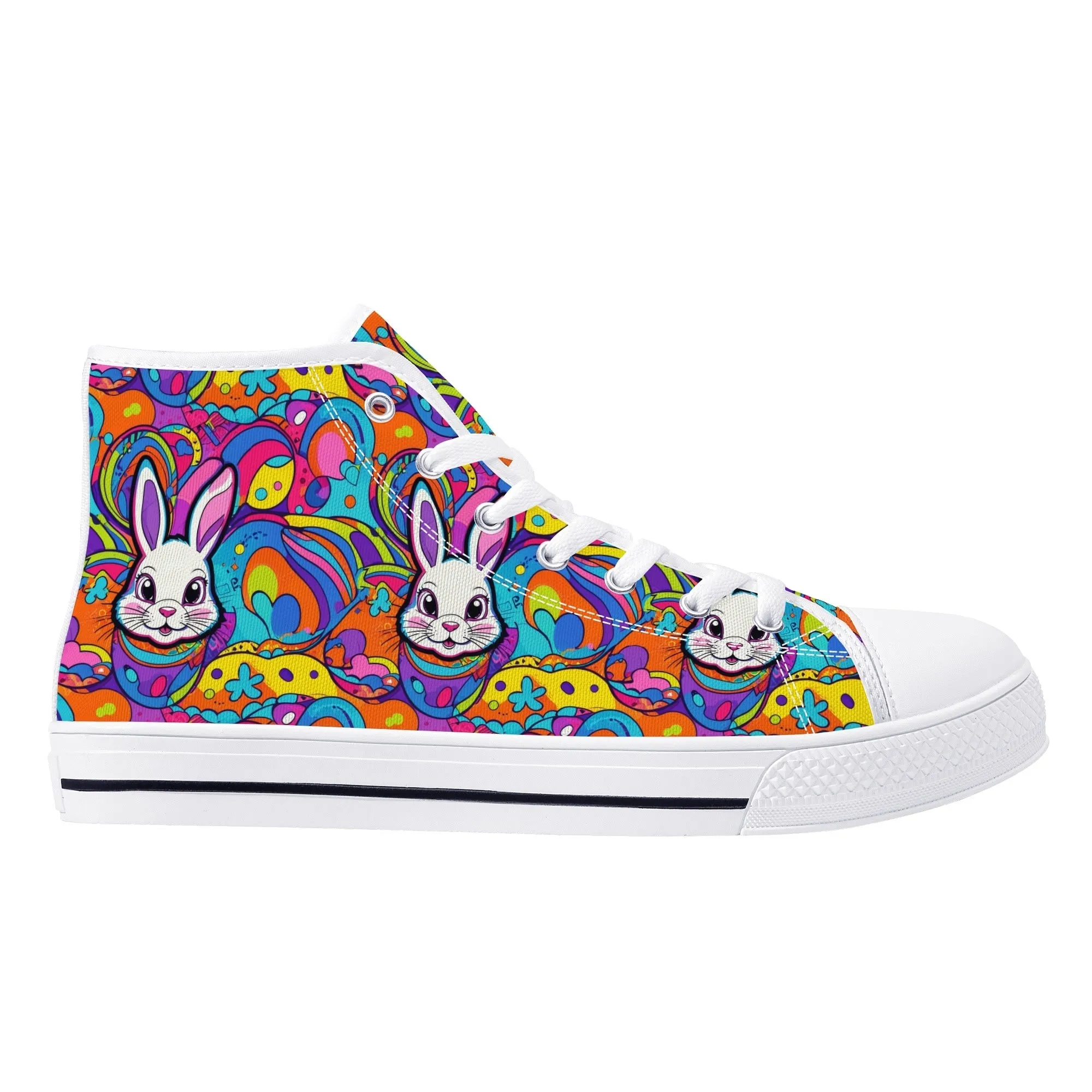 Trippy Bunny Womens High Top Canvas Shoes