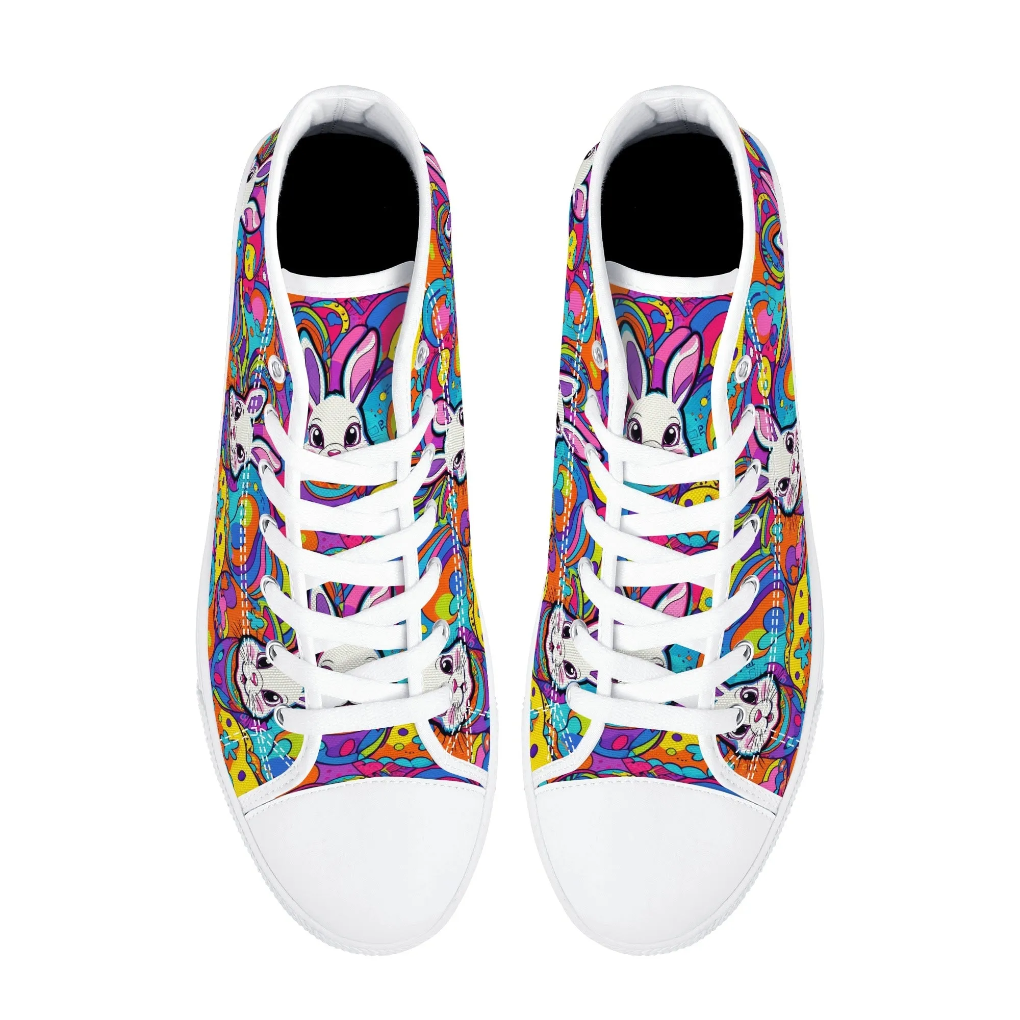 Trippy Bunny Womens High Top Canvas Shoes