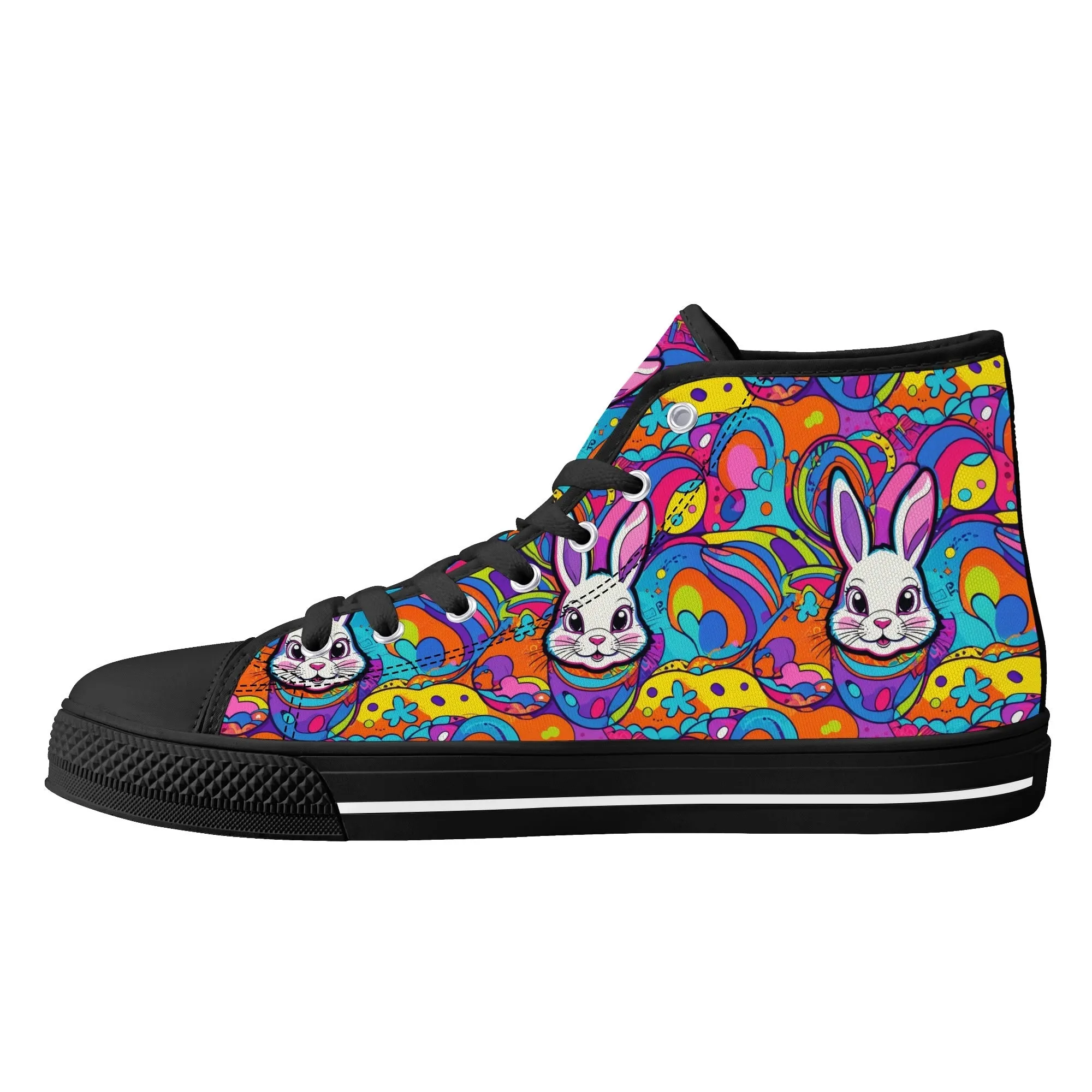Trippy Bunny Womens High Top Canvas Shoes