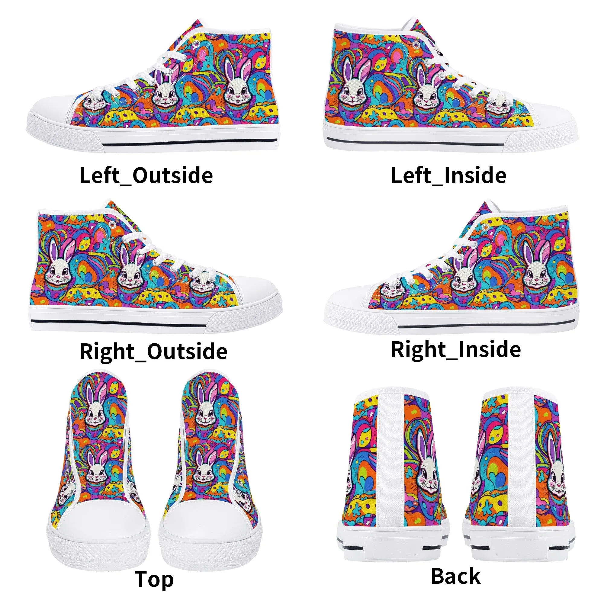 Trippy Bunny Womens High Top Canvas Shoes