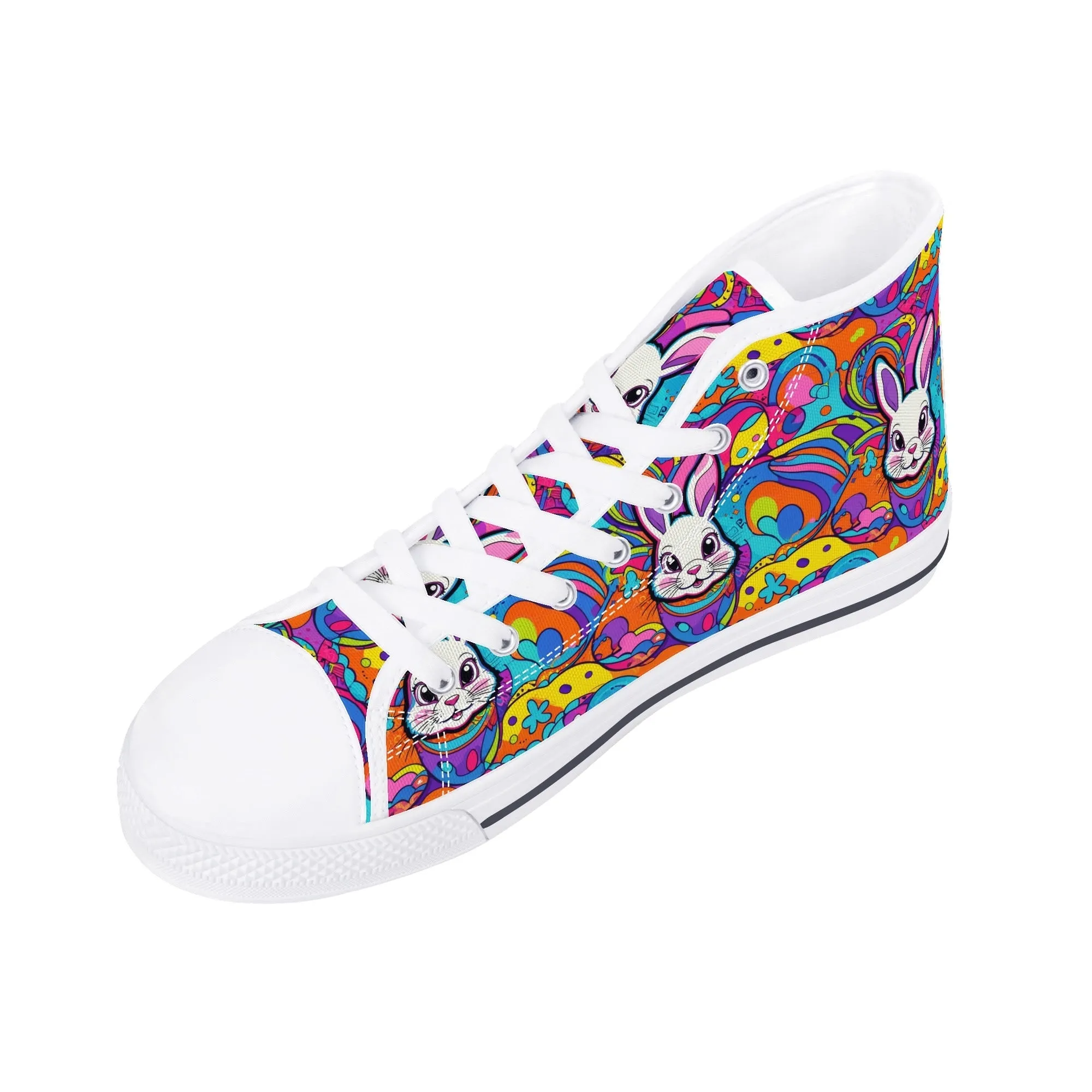 Trippy Bunny Womens High Top Canvas Shoes