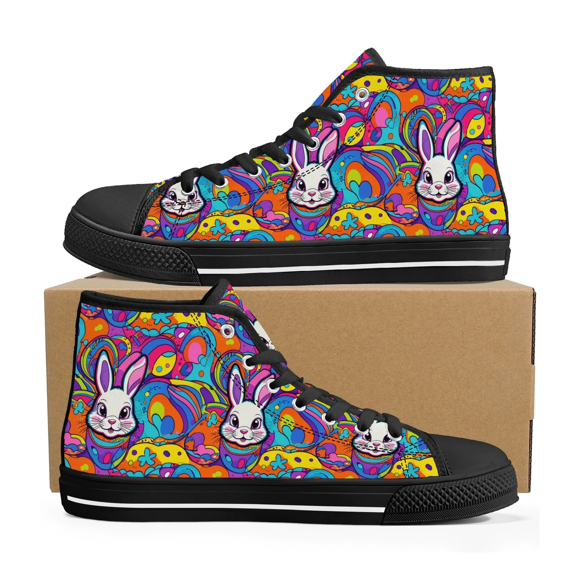 Trippy Bunny Womens High Top Canvas Shoes