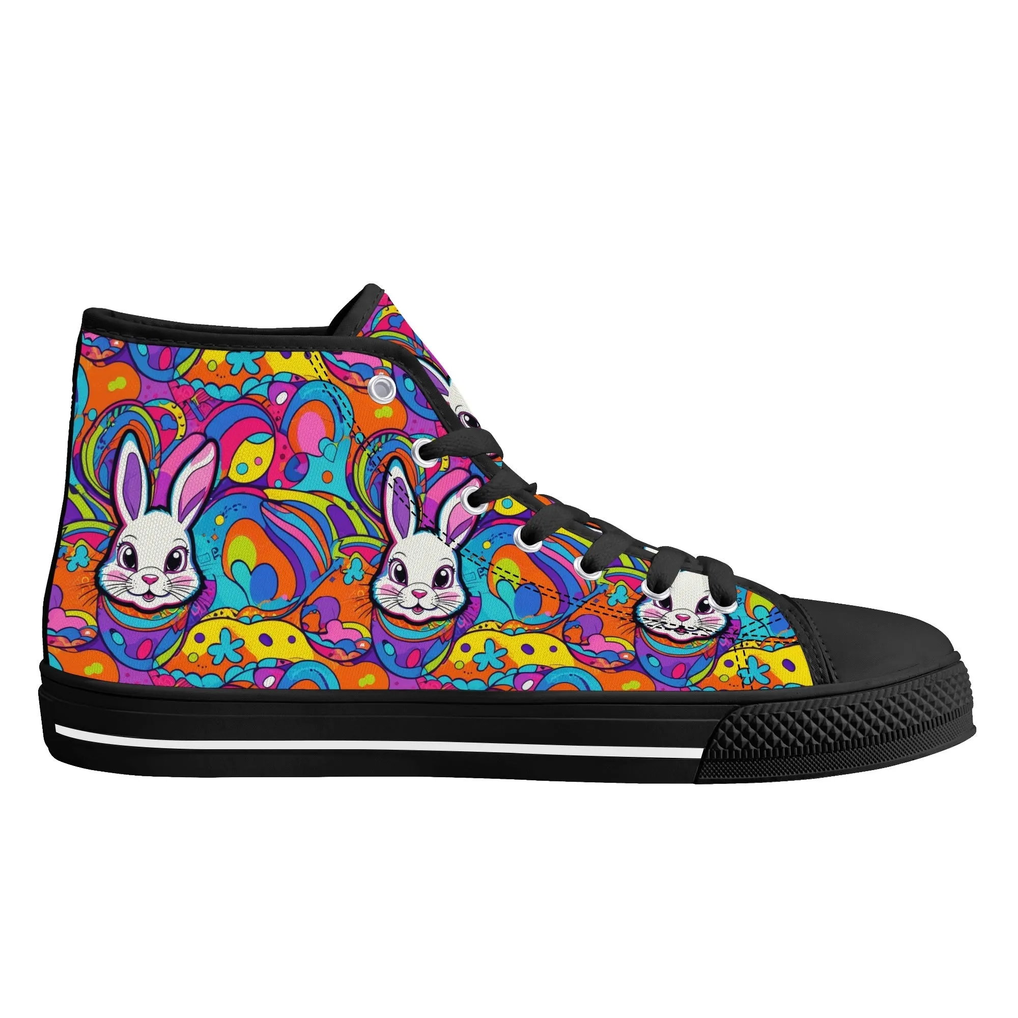Trippy Bunny Womens High Top Canvas Shoes