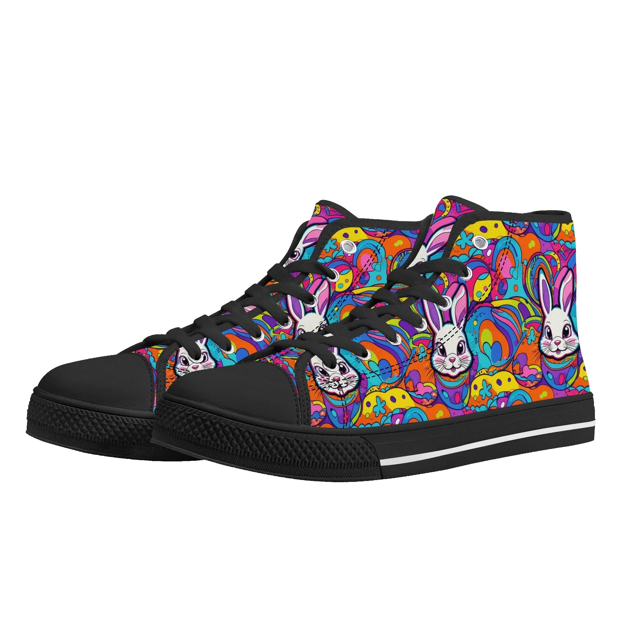Trippy Bunny Womens High Top Canvas Shoes