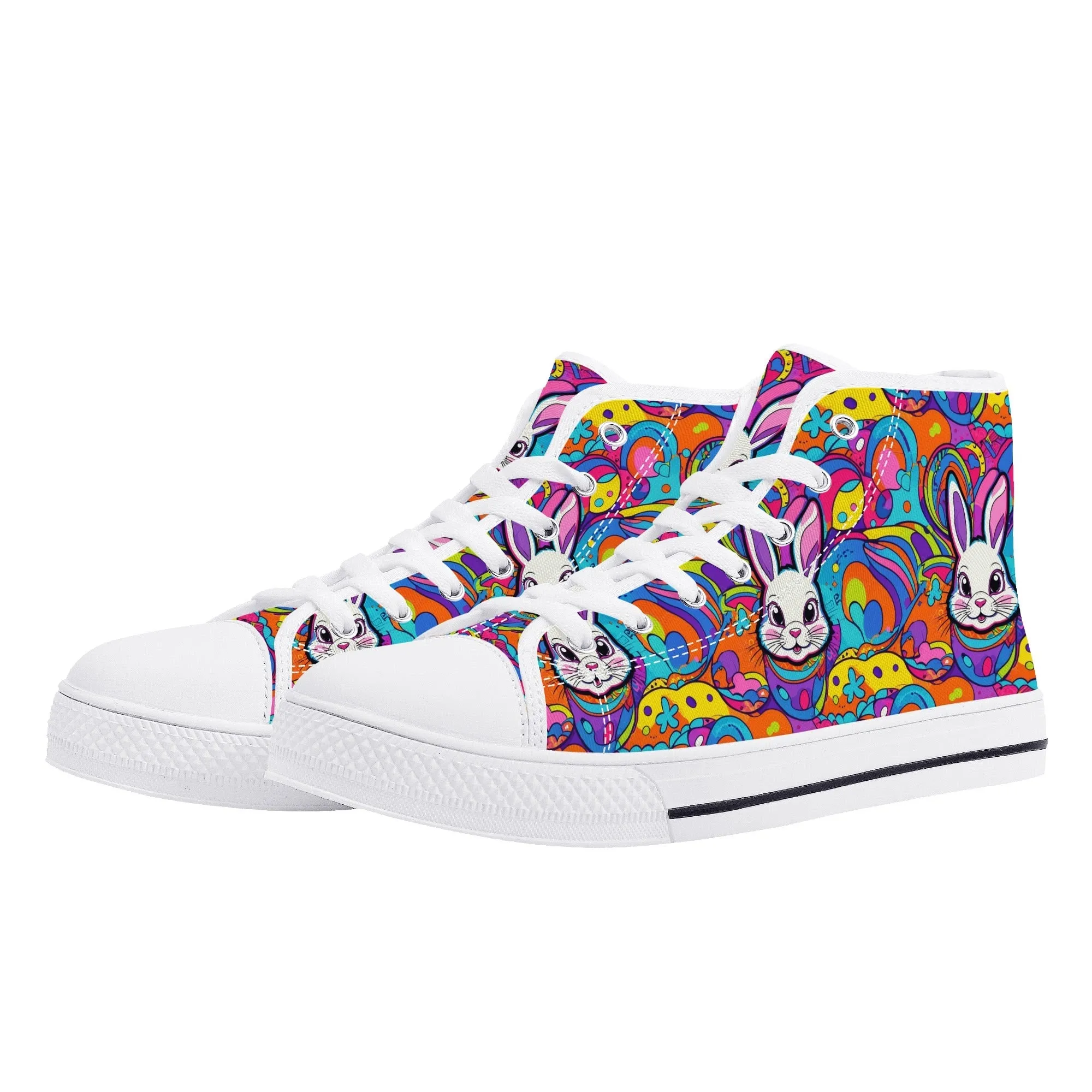 Trippy Bunny Womens High Top Canvas Shoes