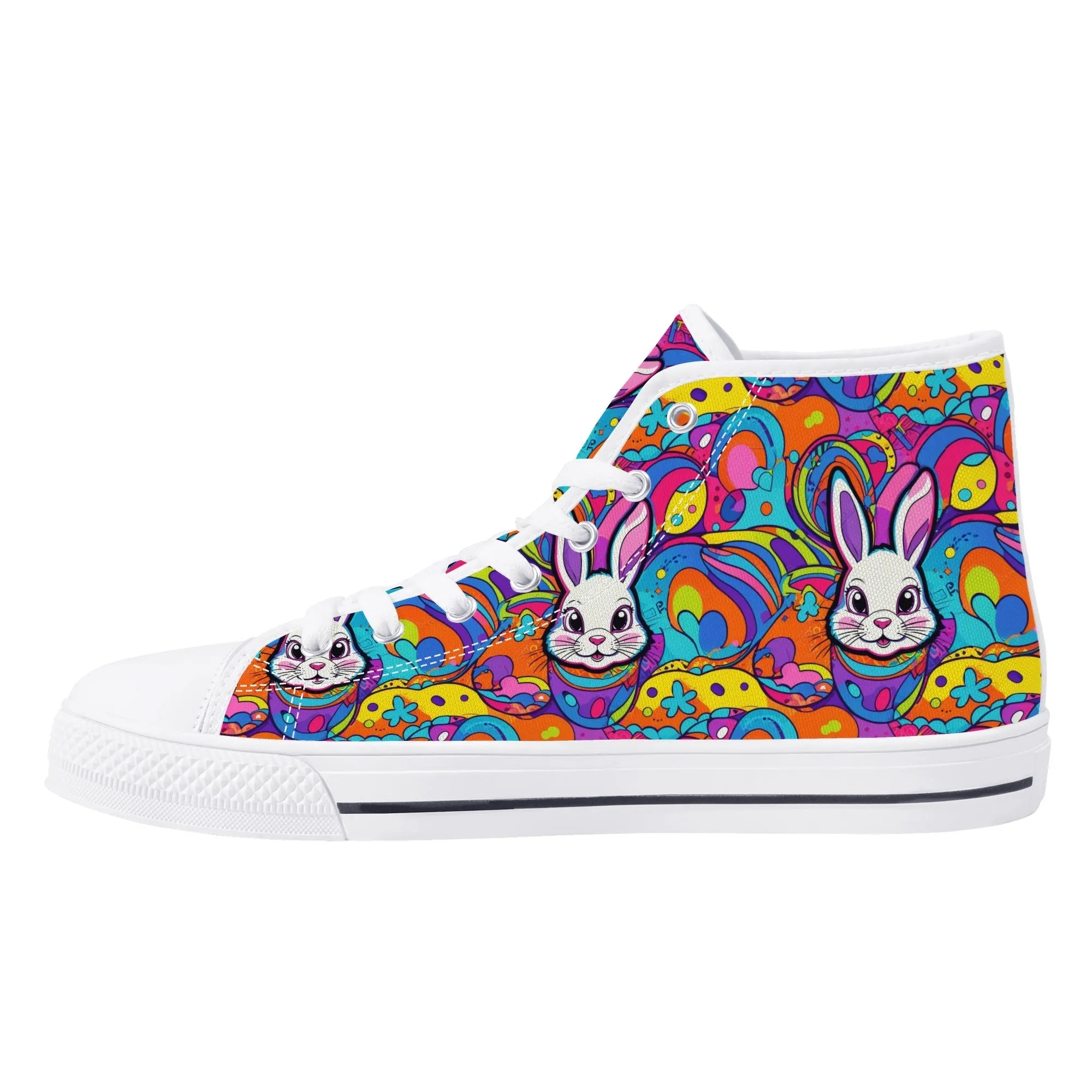 Trippy Bunny Womens High Top Canvas Shoes