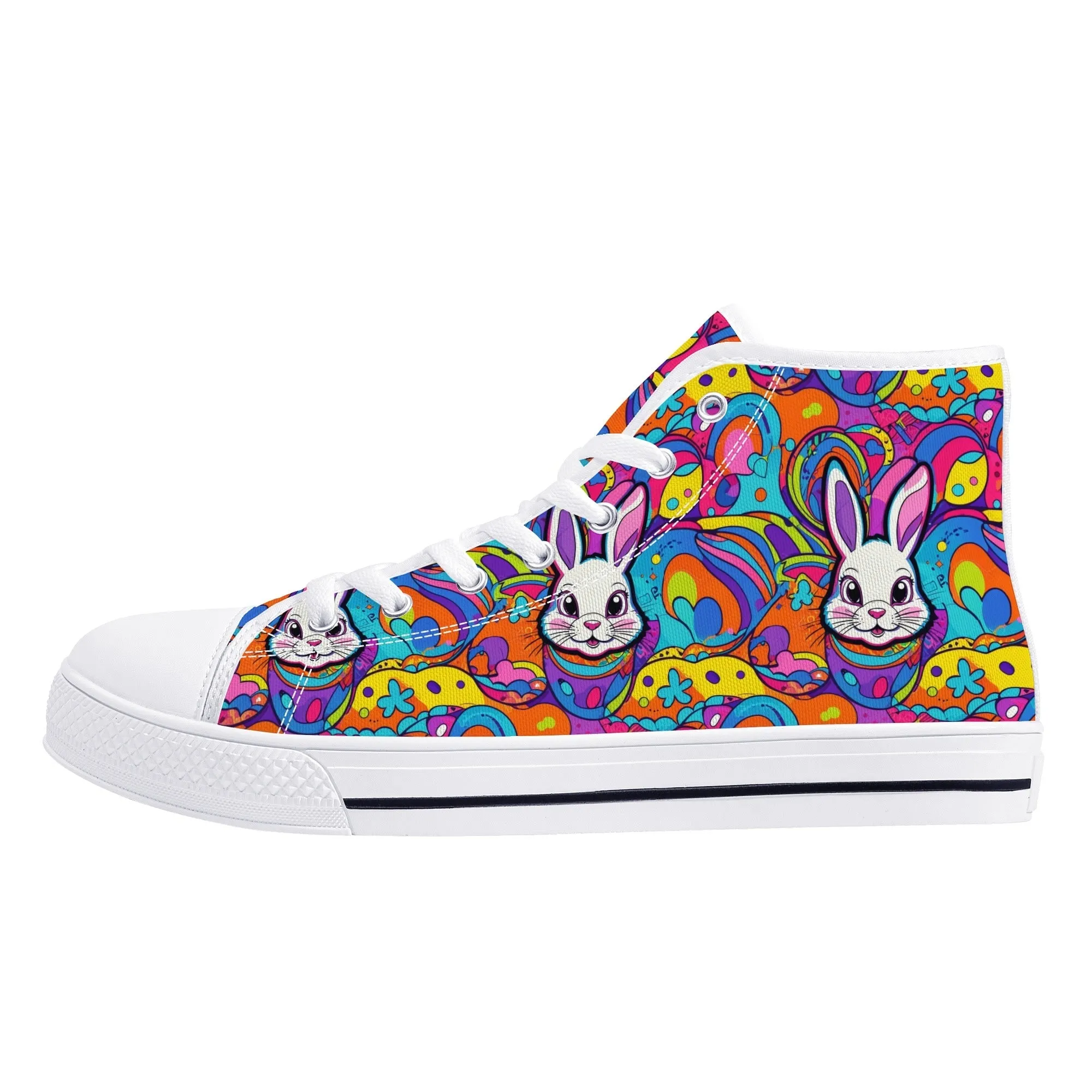 Trippy Bunny Womens High Top Canvas Shoes