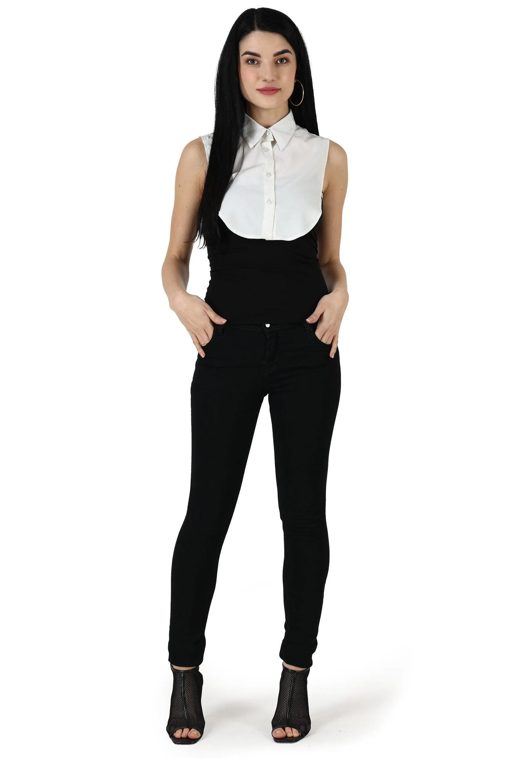 White Solid Detachable Collar