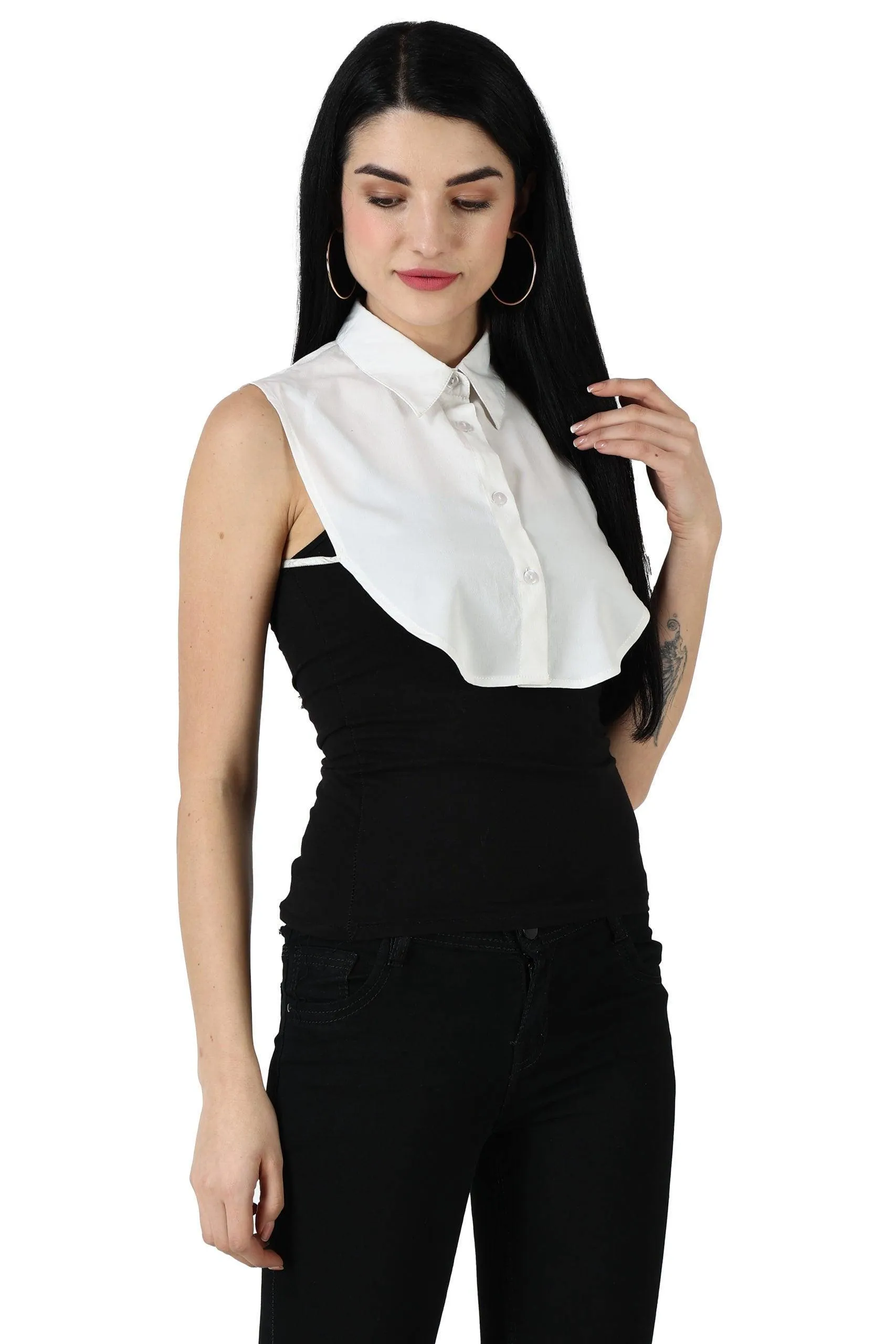 White Solid Detachable Collar