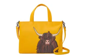 Yoshi Highland Cow Yellow Leather Multiway Grab Bag